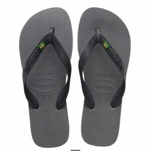 Havaianas Women’s Gray Flip Flops with Green & Yellow Accents